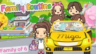 Miga World BIG FAMILY ROUTINE ‍‍‍|family ROLEPLAY| Miga town |tocaboca