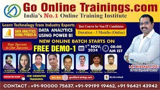 Power BI Demo Part1 - November 1st 2024 | Bhaskar Jogi | Go Online Trainings | 90000 75637