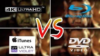 4K VS 1080p Blu-Ray VS DVD VS iTunes/UltraViolet - Review Comparison