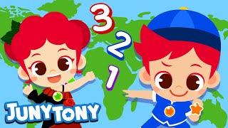 Counting to 10 in Five Languages | Counting Songs for Kids | Kids Song | Nursery Rhymes | JunyTony