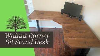 Walnut Corner Desk with Custom Inlaid Initials