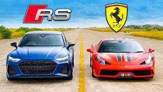 Кто победит в заезде: Ferrari 458 Speciale или же Audi RS7 Performance?