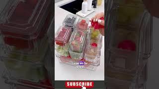 Fridge Organizer Bins with Lids, Clear Plastic Food Storage for #Kitchen #amazonfinds #kitchengagets