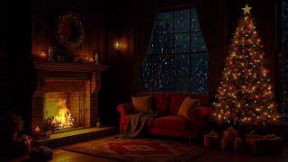 Cozy Winter Ambience | Crackling Fireplace And Relaxing Snowstorm Sounds For Peaceful Sleep