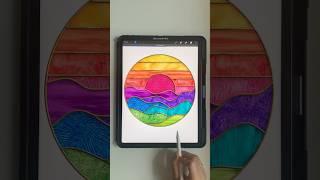stained glass drawing #digitalart #shorts #easy #drawing #procreate #colors #sunset #abstractart