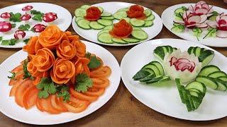 5 WAYS to decorate a festive table with vegetables. Beautiful vegetable cuts! # 70