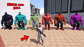 GTA 5 : FRANKLIN PLAYING HIDE AND KILL WITH COLORFUL HULK