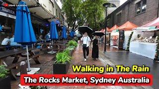 Walking in The Rain, The Rocks Market Sydney AUSTRALIA | Relaxing Rain Ambience