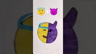 Emoji satisfying creative art || Angle +Devil  #creativeart #satisfying #shorts#art #drawing#emoji