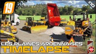 Mowing Roadside, Creating Parking - Public Works ⭐ FS19 Les Plaines Ardennaises V2 Timelapse