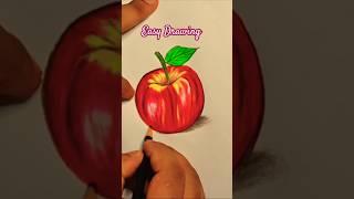 "Realistic Apple Drawing with Colorful Pencils - Step-by-Step Tutorial" #shorts #trending