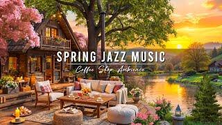 Spring Jazz Music  Relaxing Jazz Background Music at Outdoor Coffee Shop Ambience for Stress Relief