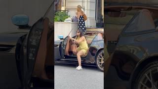 Beautiful rich lady getting out her Aston Martin at Hotel Paris #monaco #luxury #trending #lifestyle