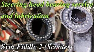 Steering head bearing service and lubrication