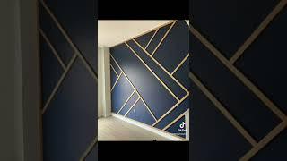 Gold on Blue Geometric design accent wall