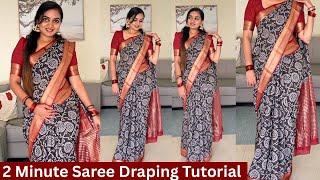 Saree Draping Tutorial For Beginners|Malayalam New|Easy safer draping with perfect pleats|Anjana