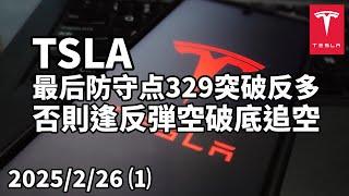 美股 特斯拉(TSLA) 恐看跌持續、中繼再跌，短空目標290、275，空方最後防守点329