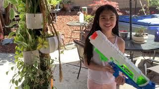 Water gun fight with Gianne and Jacen…