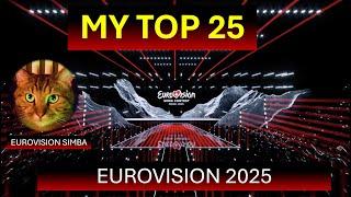 EUROVISION 2025 MY TOP 25