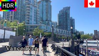 ️【HDR 4K】Vancouver Sunny Walk - Robson Square to BC Place via Coal Harbour Marina (June, 2023)