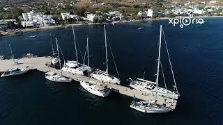 Livadi Λιβάδι harbour, Serifos Island, Greece 2018.09 aerial video