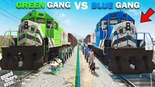 Franklin Blue Gang VS Shinchan Green Gang Train Challenge In GTA 5!