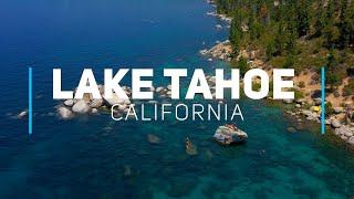 Lake Tahoe - the largest alpine lake in North America. On the border of California & Nevada by drone