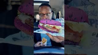 PURPLE WHOPPERS and CHURRO FRIES. The Adams Family at Burger King! #review #snacks #shorts