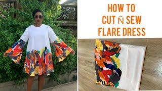 How To Sew A Flare Dress With Border Design And Bell Sleeves