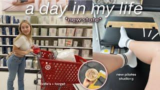 my FIRST day in my new state *moving vlog 2* | new pilates studio, cleaning, target run