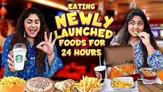 Eating NEWLY LAUNCHED Branded Food for 24 hours Challenge! Pizza Melts, Ice-cream pizza & more!