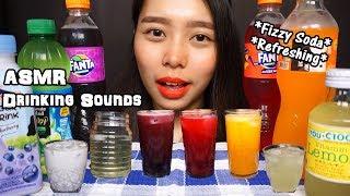 ASMR Bottoms Up Assorted Soda Drinks | Drinking Gulping Sounds | No Talking