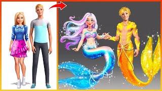 Barbie Ken Glow Up Into The Little Mermaid - Transform into a Mermaid | Fashion wow