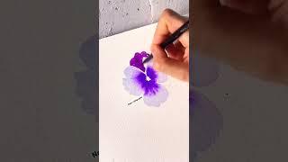 Easy transparent water color flower painting/water color painting #shorts #short