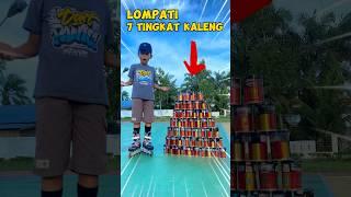 LOMPAT KALENG 7 TINGKAT PAKAI SEPATU RODA⁉️