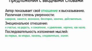 Предложения с вводными словами (5 класс, видеоурок-презентация)
