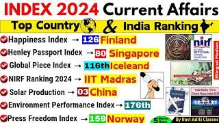 Index 2024 Current Affairs | Jan To Sep Index & Ranking 2024 | Important Index and ranking 2024