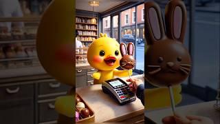 The little duck bought a rabbit-shaped chocolate bar for the little boy.#duck #shorts #cute