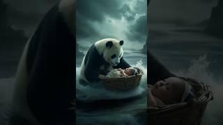 Panda rescue baby from the ocean#youtube shorts # AI short #baby
