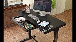 Height Adjustable Sit Stand Desk  | With Top, Drawer & USB Chargers