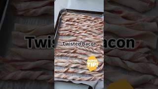 The average size sheet pan doesn't fit a package of bacon.  Unless you twist it!  #bacon #baconland