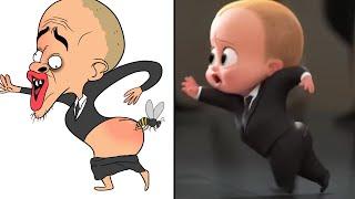 Baby Boss - Funny Cartoon Drawing Memes | Crazy art video | comedy memes