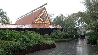 Disney's Polynesian Village Resort 2024 Heavy Rain Walkthrough in 4K | Walt Disney World 2024