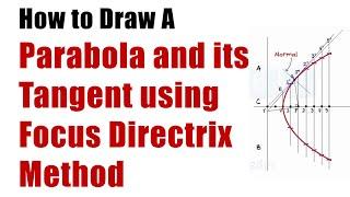 How to Draw A PARABOLA and its Tangent using FOCUS DIRECTRIX METHOD - Engg Curves - Engg Drawing