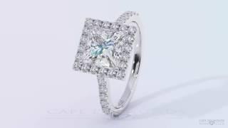 Cape Diamonds - Princess Cut Halo White Gold Diamond Engagement Rings