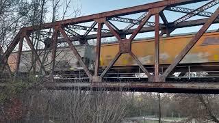 The train goes over the bridge