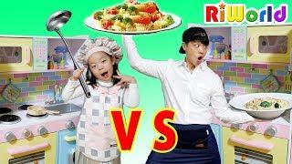 [요리 배틀] 리원이와 아빠의 요리대결 1탄, 콩순이 믹서기 주방놀이 장난감 놀이 Cooking Contest Kitchen 리원세상 RIWORLD