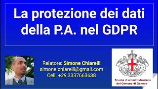 La protezione dei dati della P.A. nel GDPR - 28/4/2021