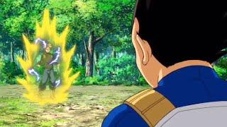 Vegeta shows the power of super Saiyan blue to trunks