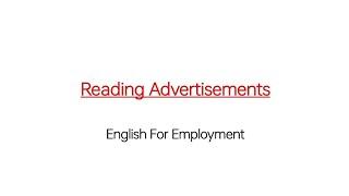 Reading Advertisements - English for Employment in Urdu Hindi